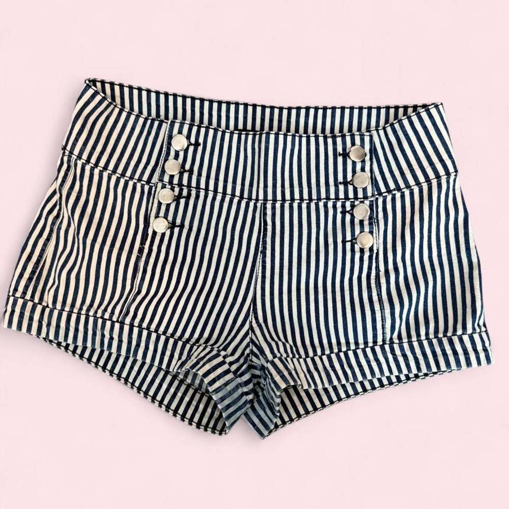 Forever 21 Navy and White Striped Sailor Shorts